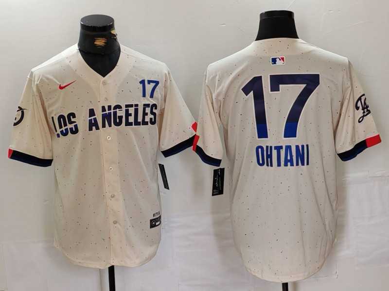 Men%27s Los Angeles Dodgers #17 Shohei Ohtani Cream 2024 City Connect Limited Jersey->los angeles dodgers->MLB Jersey